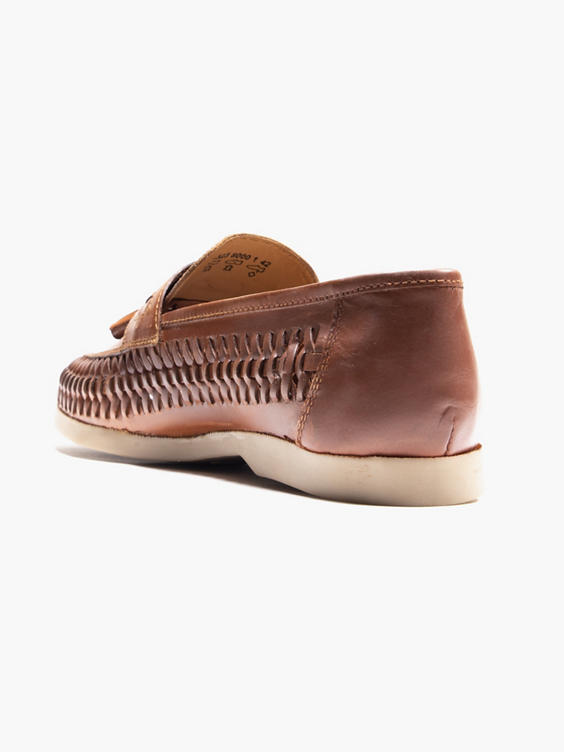 Brown Leather Interweave Loafer