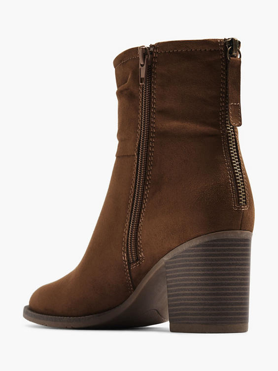 Brown Ruched Ankle Boot