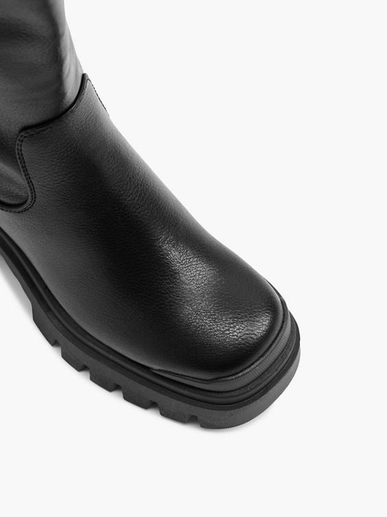 Black Long Leg Chunky Soled Boot