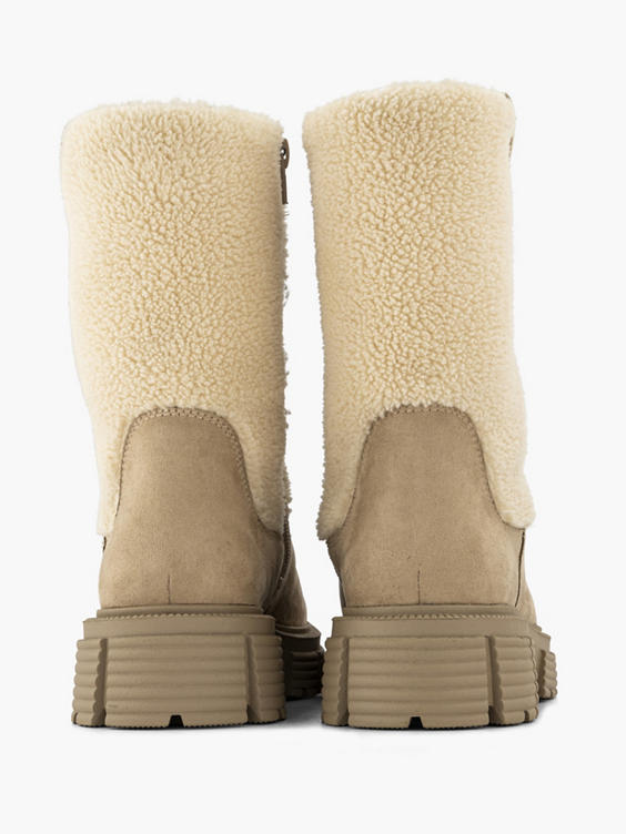 Beige Borg Panelled Boot 