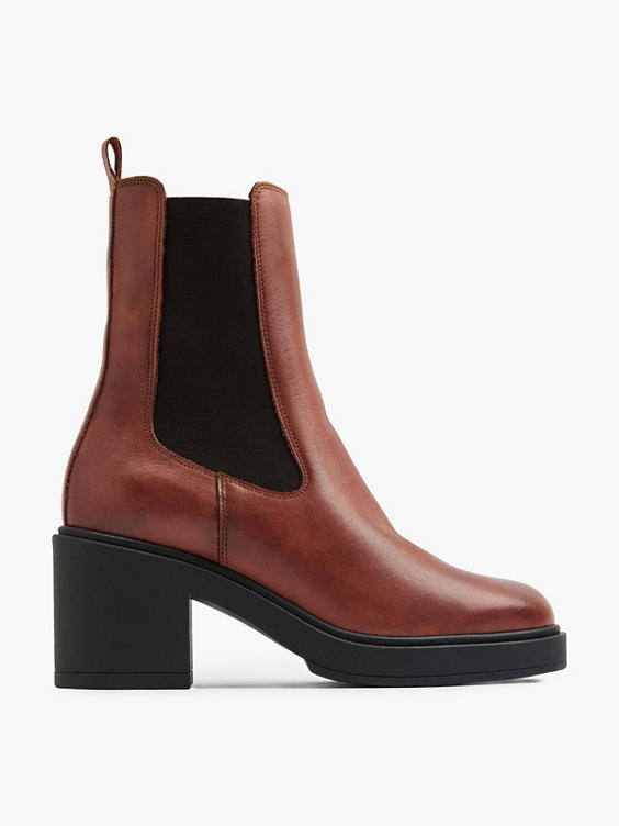 Brown Leather Heeled Chelsea Boot 