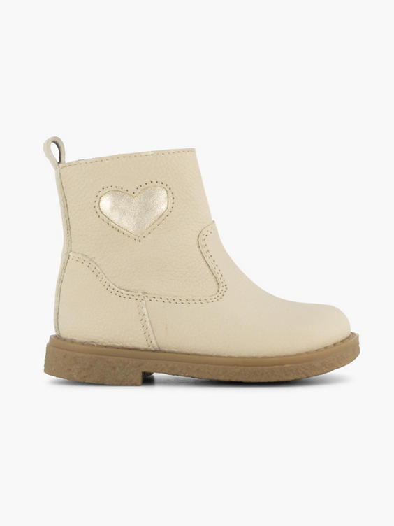 Beige leren enkellaars hartje