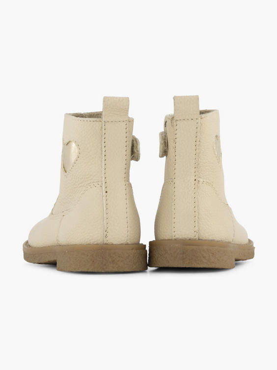 Beige leren enkellaars hartje