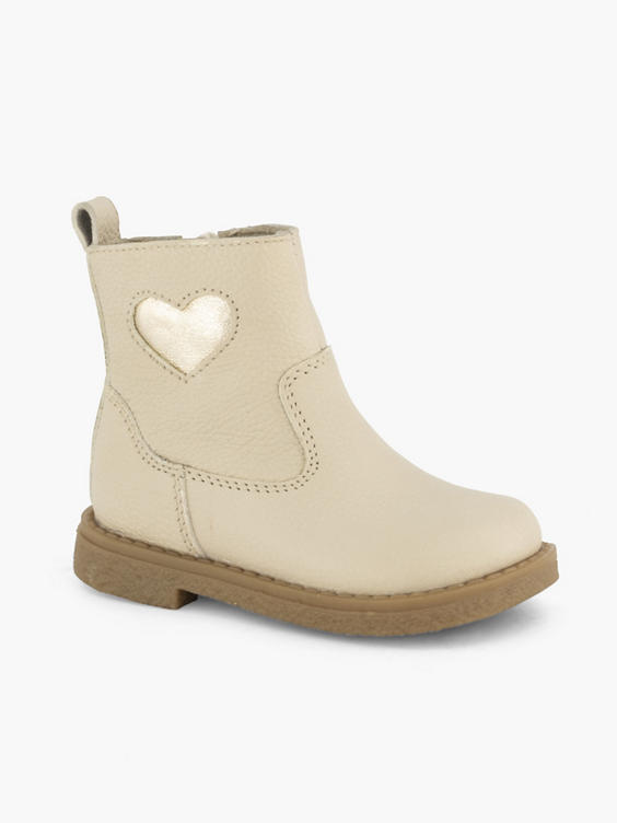 Beige leren enkellaars hartje