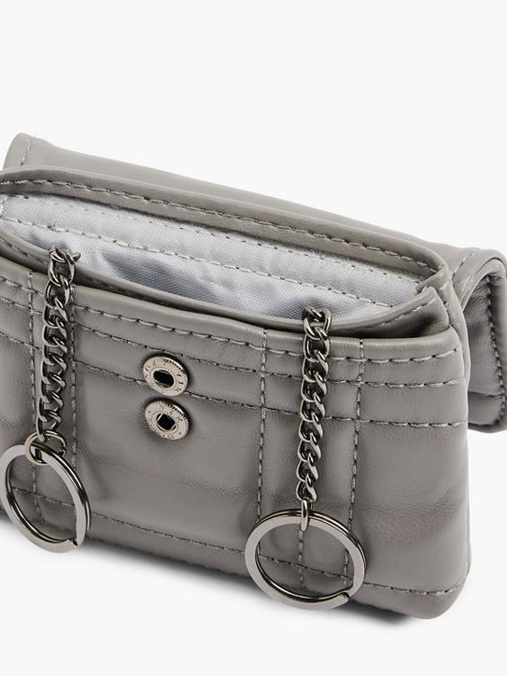 Grey Quilted Mini Purse 