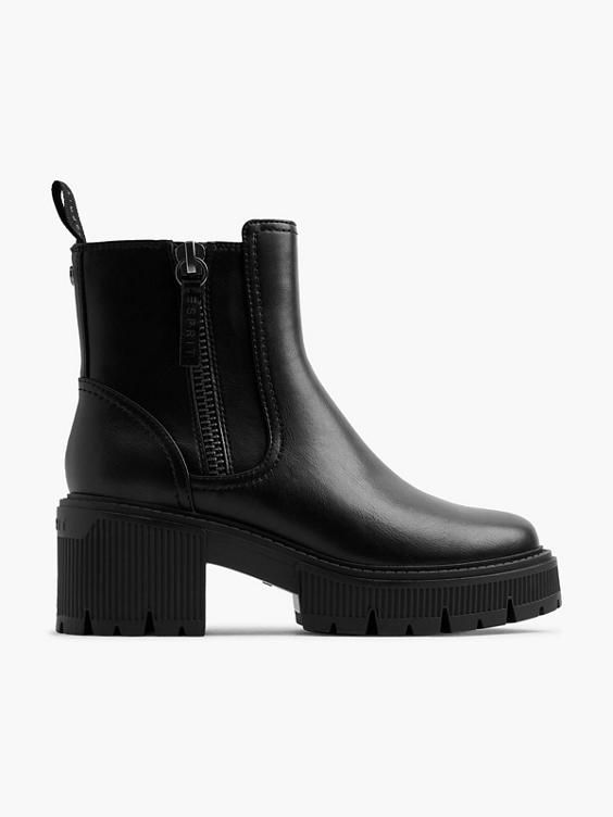 Black Heeled Chelsea Boot with Zipper