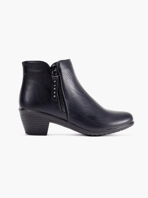 Black Wide Fit Block Heeled Comfort Boot 