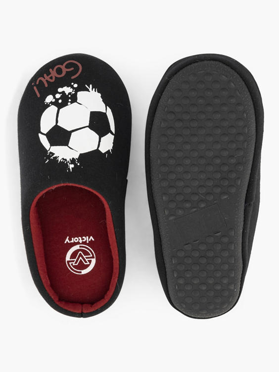 Zwarte instap pantoffel voetbal