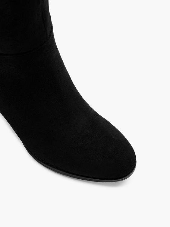 Black Long Leg Block Heeled Boot 