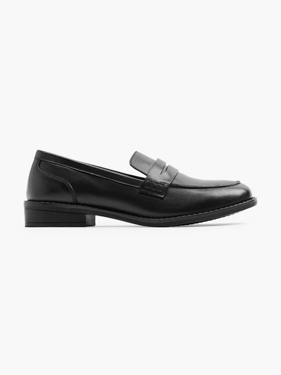 (5th Avenue) Black Simple Leather Formal Loafer in Black | DEICHMANN