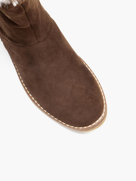 Brown Suede Fur Detail Boot 