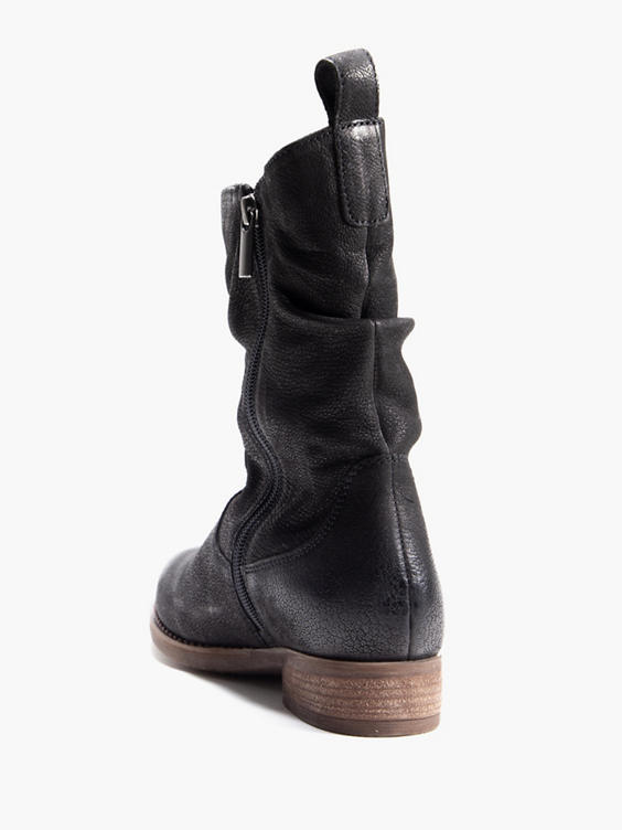 Black Ruched Detail Ankle Boot 