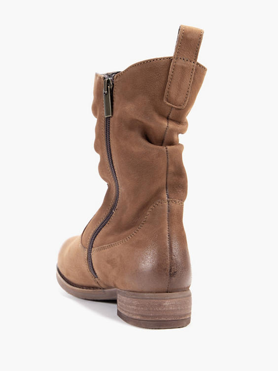 Brown Ruched Detail Ankle Boot 