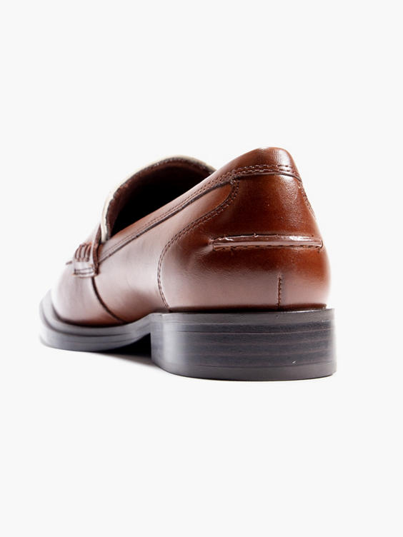 Tamaris Cognac and Beige Leather Panelled Loafer 