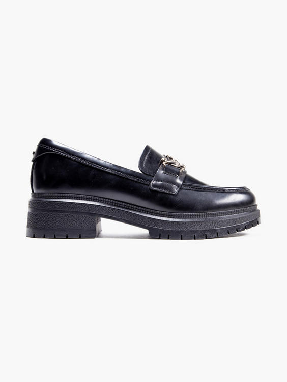 Tamaris Black Loafer with Snaffle Trim