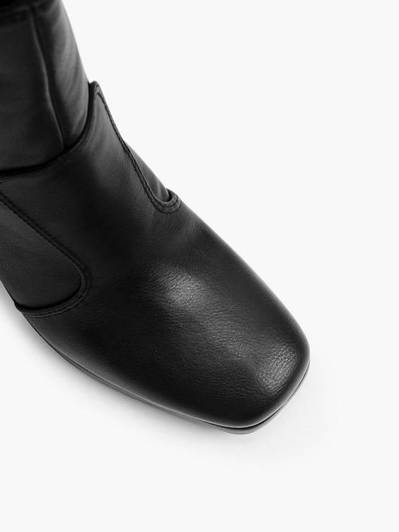 Black Fine Platform Heeled Ankle Boot 