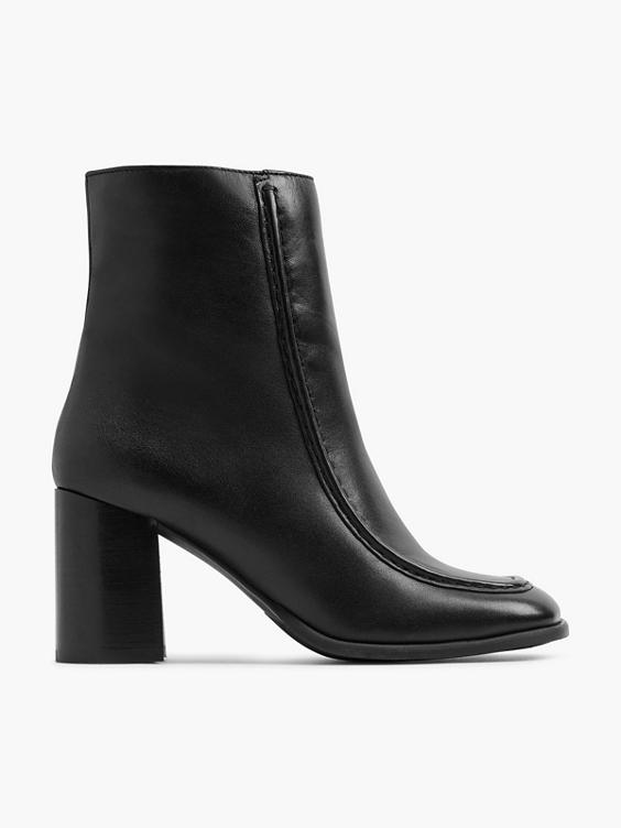 Black Leather Panelled Ankle Boot 