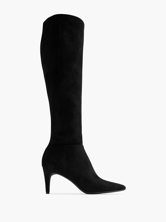 Black Long Leg Stiletto Heeled Boot
