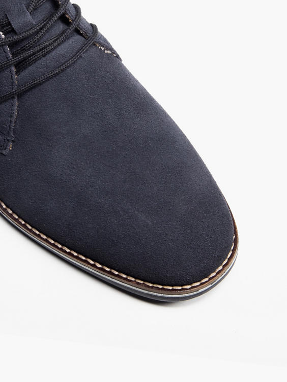 Mens Navy Suede Lace Up Boots