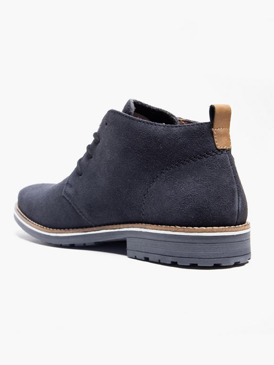 Mens Navy Suede Lace Up Boots