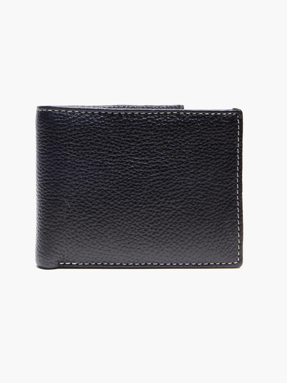 Black Contrast Stitch Leather Wallet 
