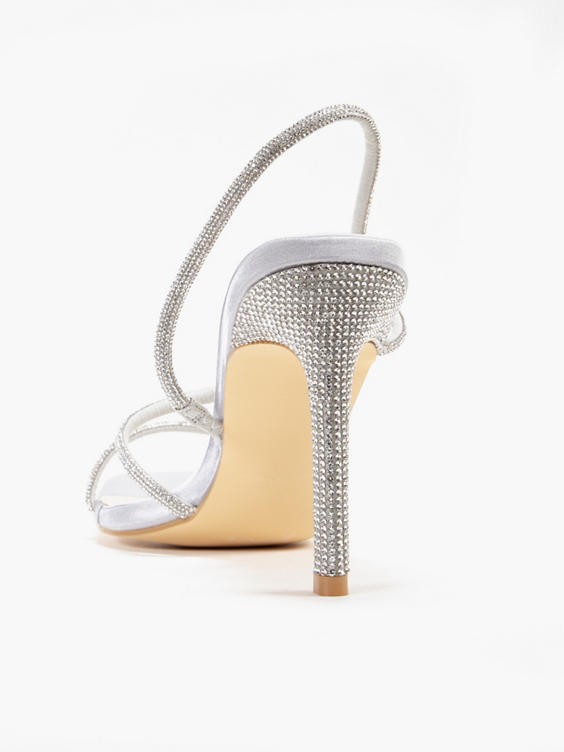 Truffle Silver Strapped Heel 