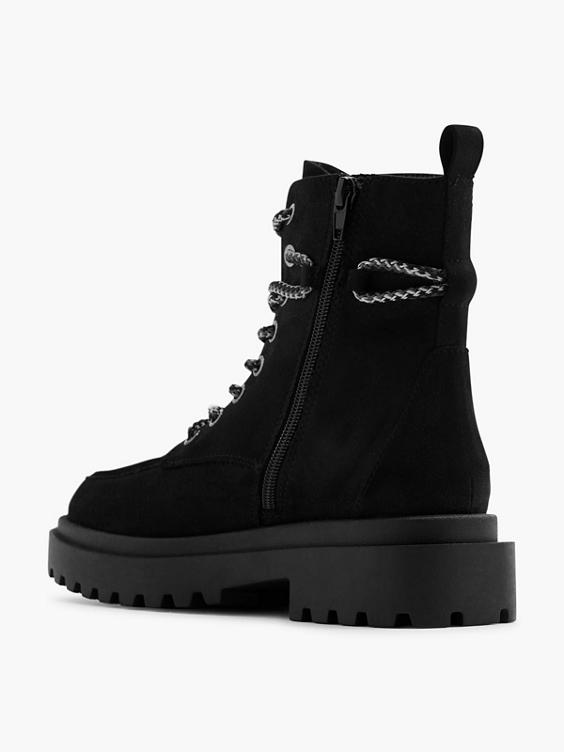 Black Chunky Lace Up Boot 