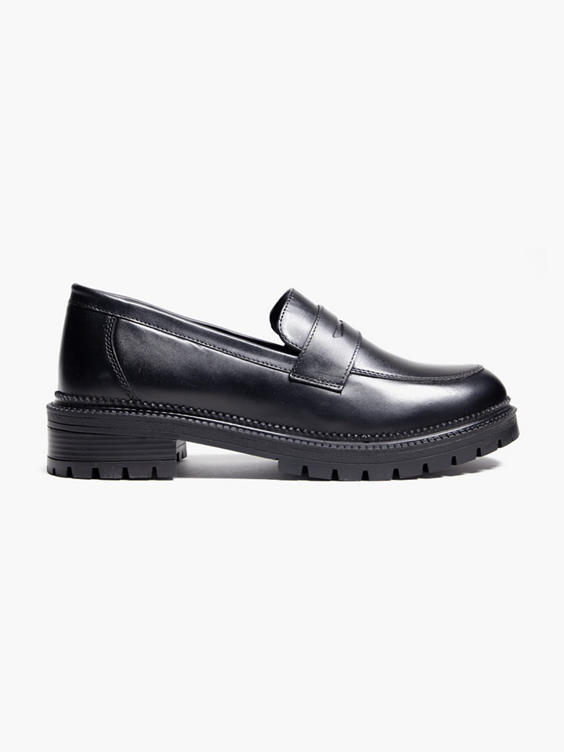 Black Leather Chunky Loafer 
