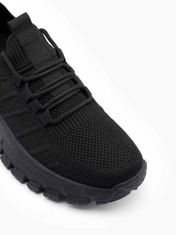 Black Chunky Lace Up Trainer 