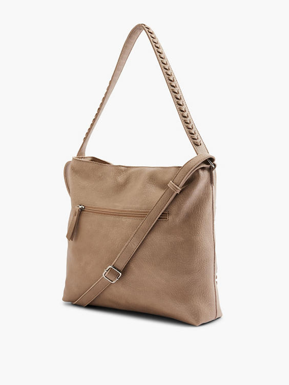 Beige Tote Bag with Braided Detail