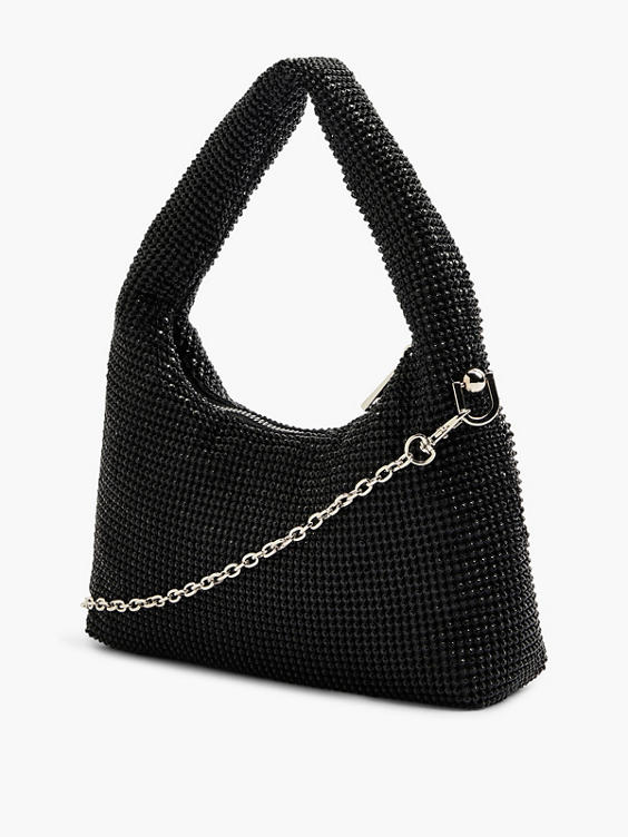 Black Diamante Handbag with Adjustable Shoulder Strap