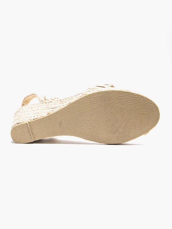 Sand Wedge Sandal with Rouched Textile Straps  