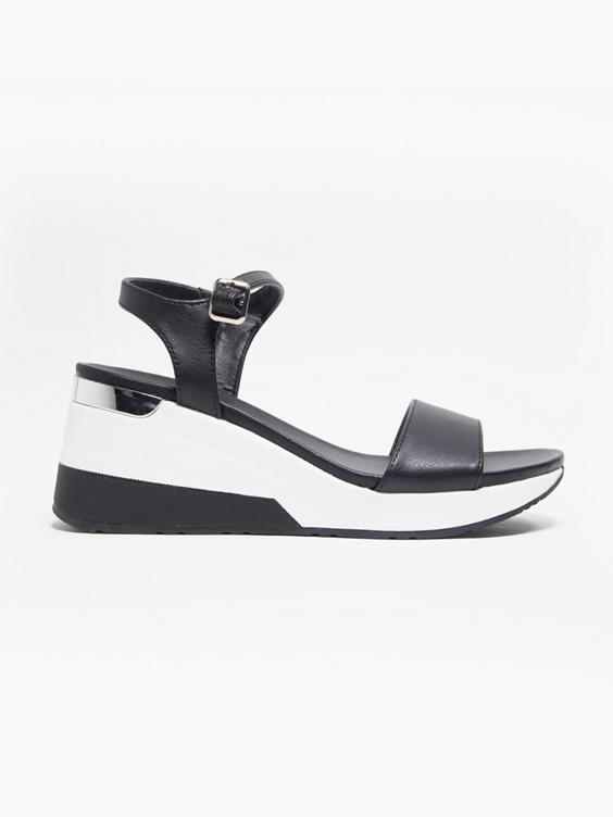 Black and White Contrast Sporty Platform Sandal
