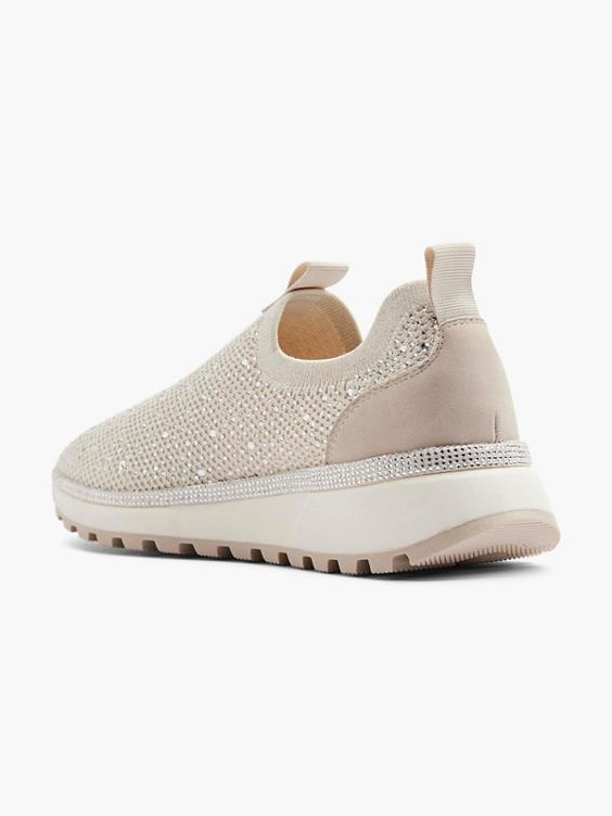 Slip On Knitted Trainer With Diamante Detail 