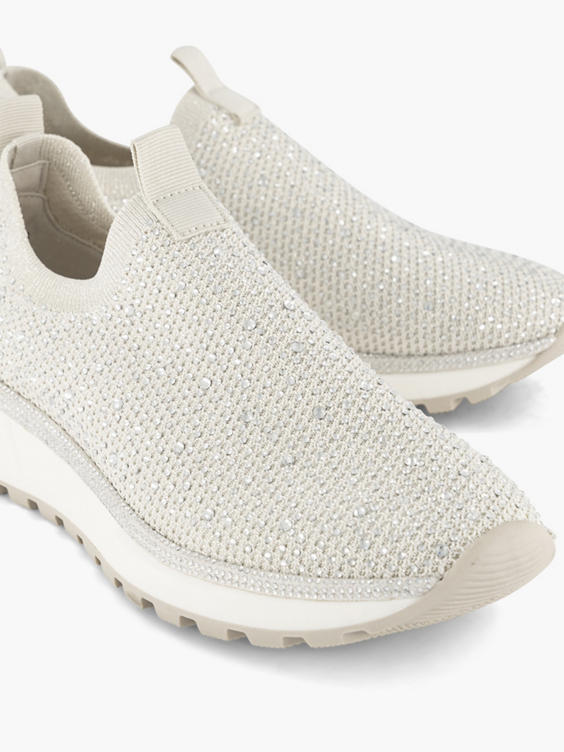 Slip On Knitted Trainer With Diamante Detail 