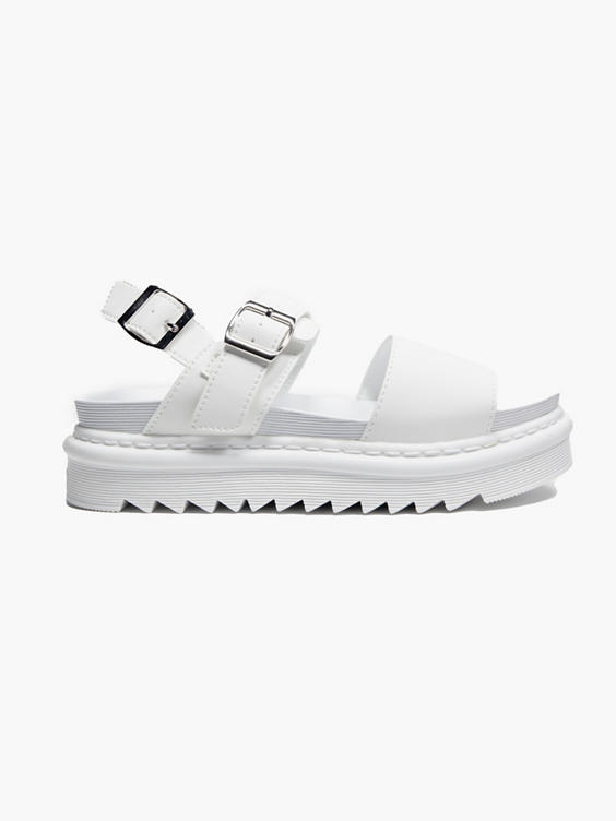 White Chunky Sandal with Buckle Details 