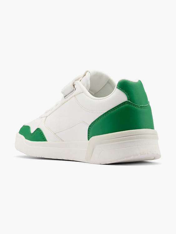 Teen Boy White/Green Casual Court Trainer 