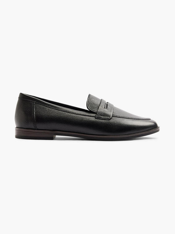 Black Tumbled Leather Loafer
