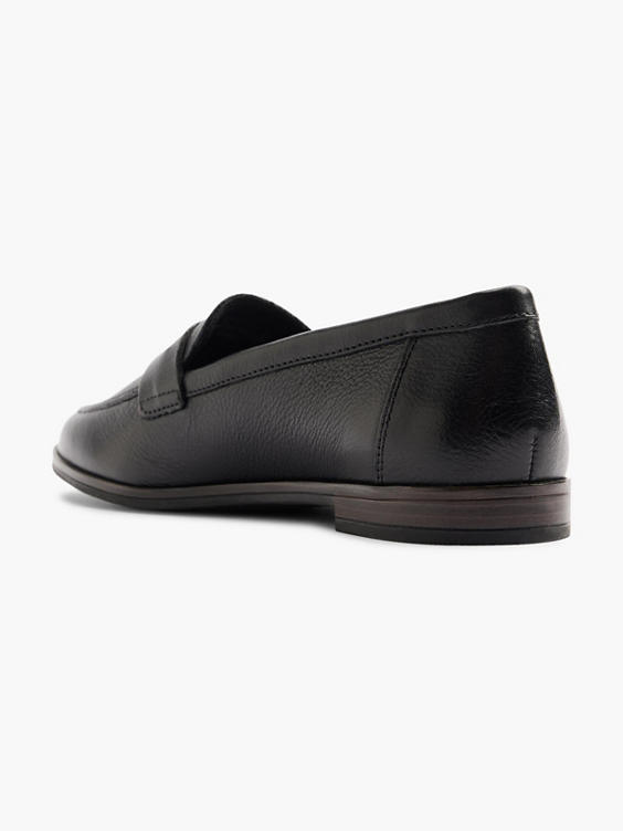 Black Tumbled Leather Loafer