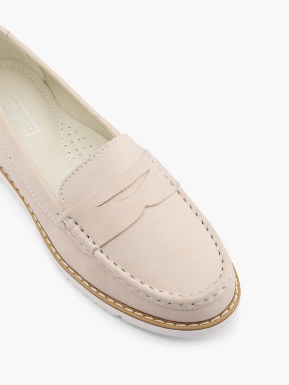 Off White Leather Flat Loafer 