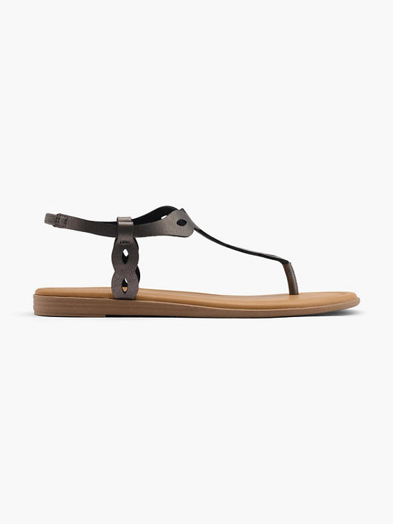 Pewter Twisted Strap Sandal