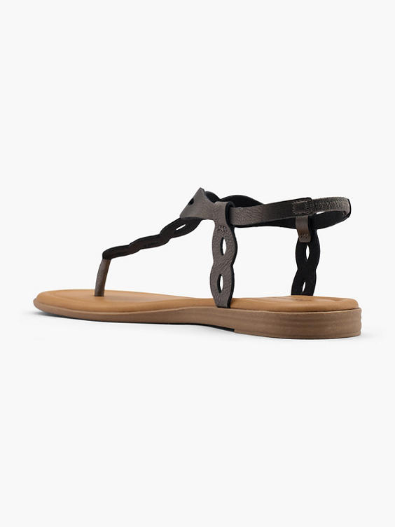 Pewter Twisted Strap Sandal