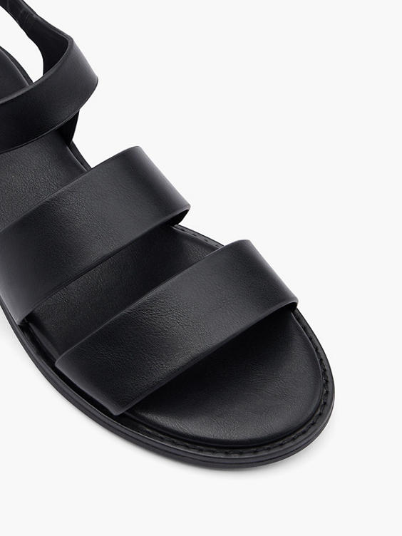 Black Chunky Strapped Sandal with Ankle Strap