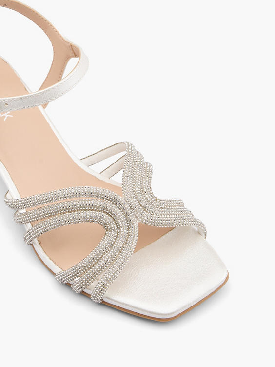 White Diamante Strapped Heeled Sandal