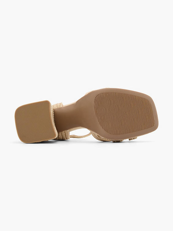 Natural Braided Textured Platform Heeled Sandal