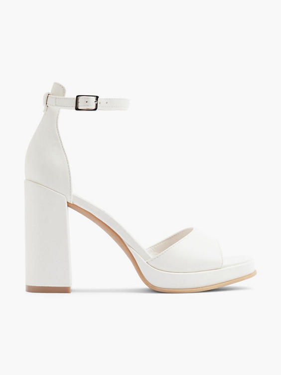 White Platform Heel with Ankle Strap 