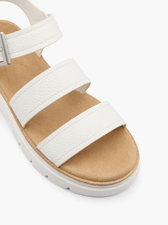 White Chunky Sandal with Ankle Strap and Buckle Detail