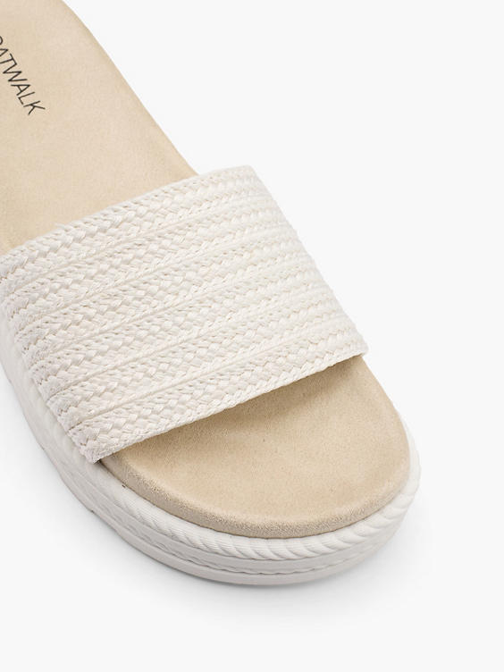 White Platform Slip On Footbed Sandal 