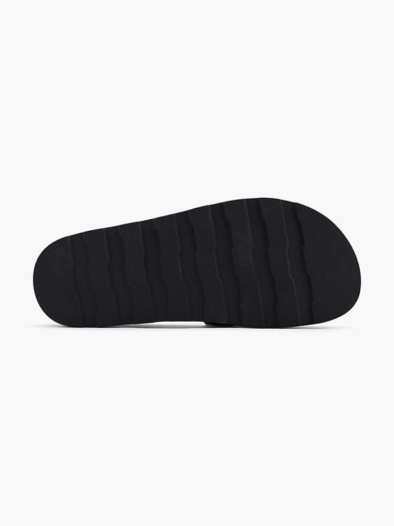 Black Platform Slip On Footbed Sandal 