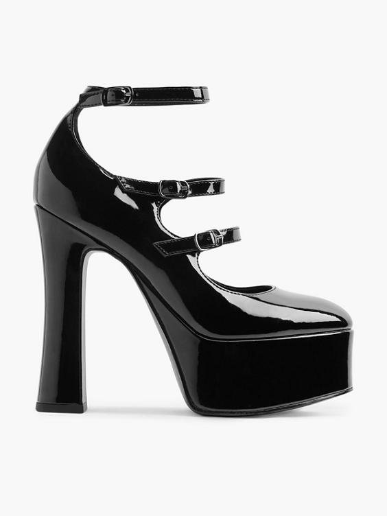 Black Mary Jane Platform Heel with Ankle Straps